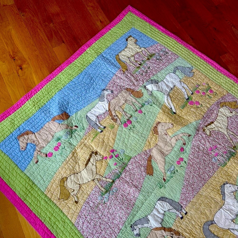 “Ponies in the Pasture” Twin-size Quilt and 2 Pillow Shams by The Company Store - Picture 14 of 14